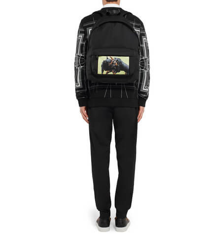 2017春夏GIVENCHY ジバンシィスーパーコピー プリントシェルバックパック 黒